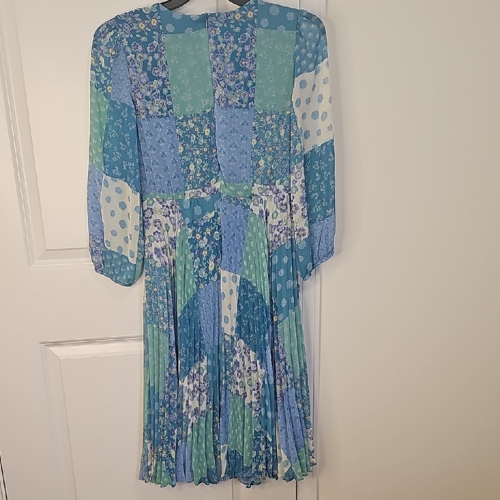 Danny & Nicole Blue‎ and Green Patchwork Dress - Picture 3 of 11